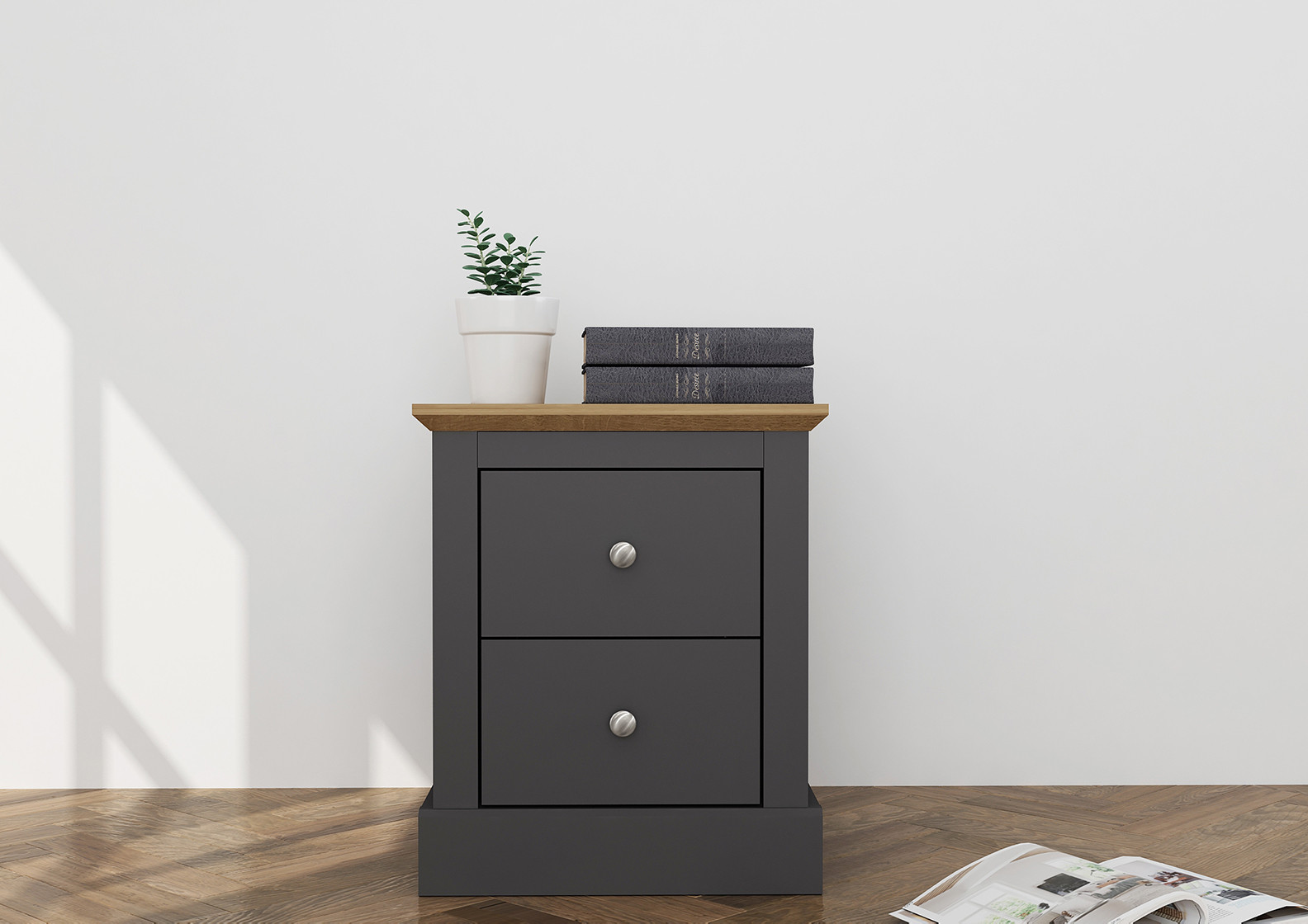 Devon Charcoal Bedside Cabinet