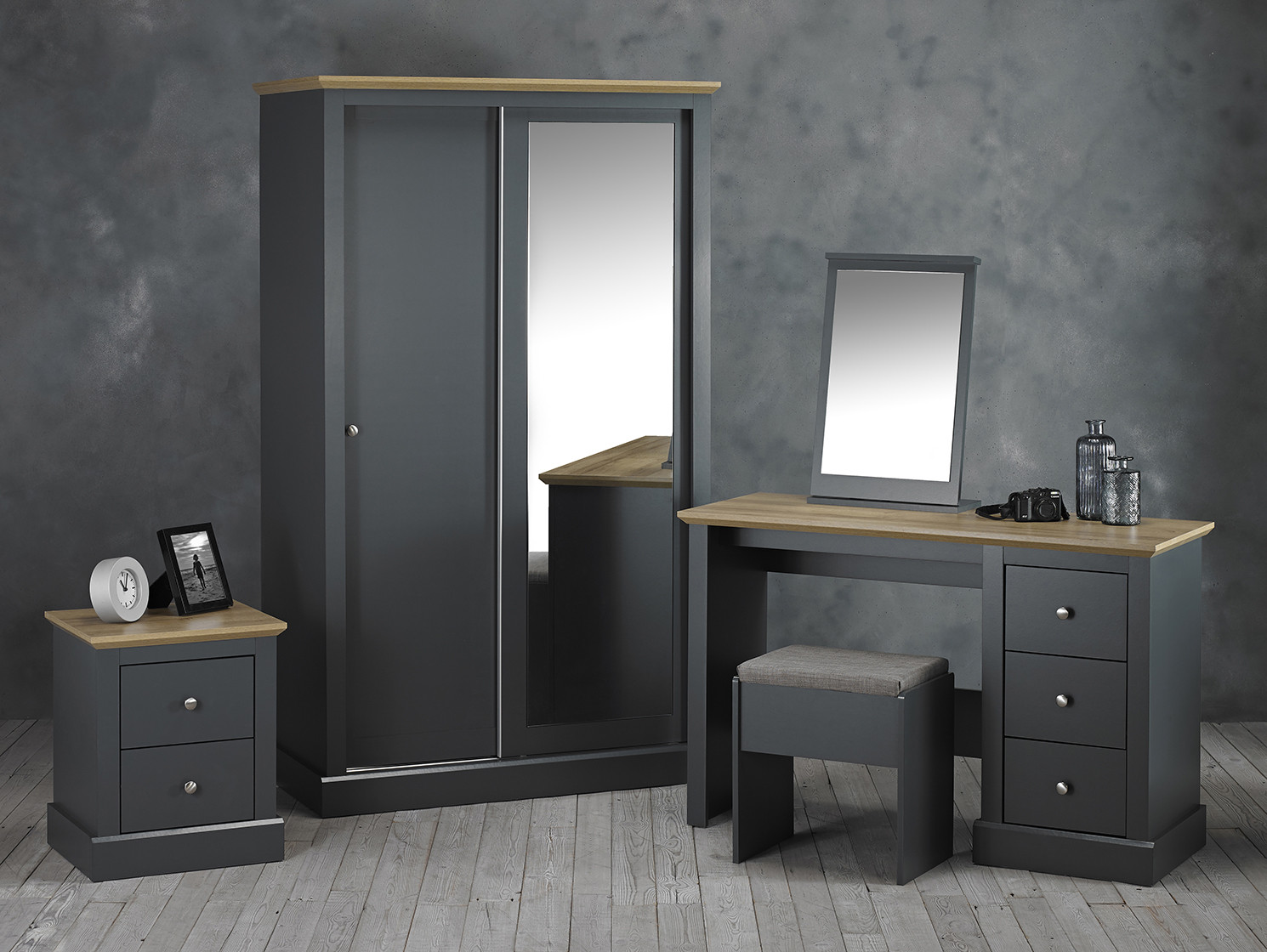 Devon Charcoal Double Sliding Wardrobe