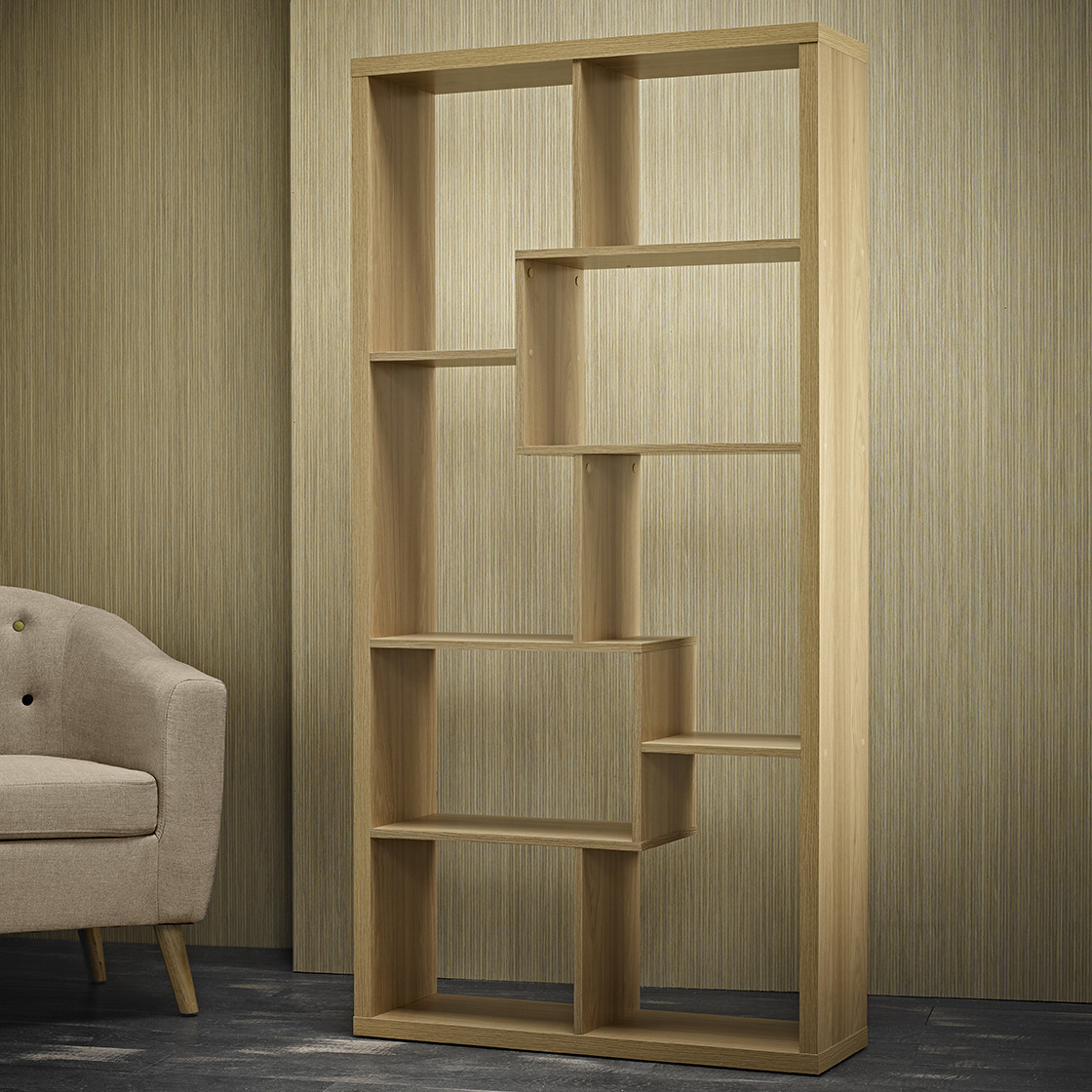 Quebec Light Oak Shelving Unit