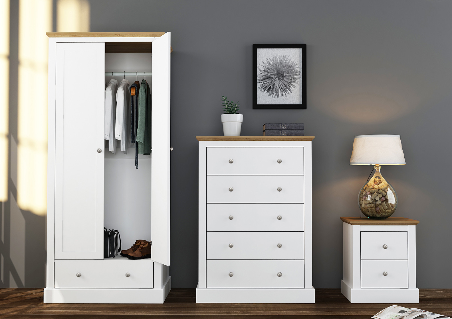 Devon White Double Wardrobe