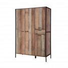 Hoxton Distressed Oak Effect Triple Wardrobe